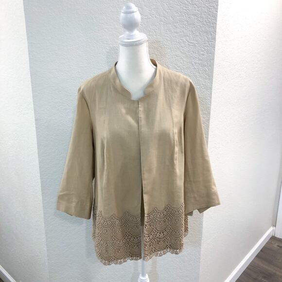 Coldwater Creek Linen Blend Open Front Blazer - Picture 2 of 8